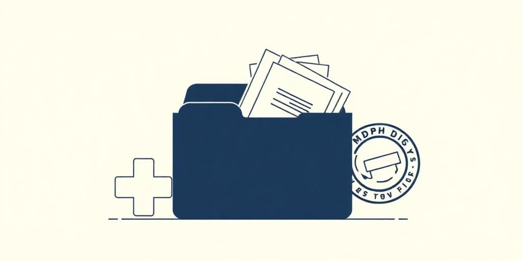 Illustration : dossier MDPH avec documents médicaux et tampon officiel