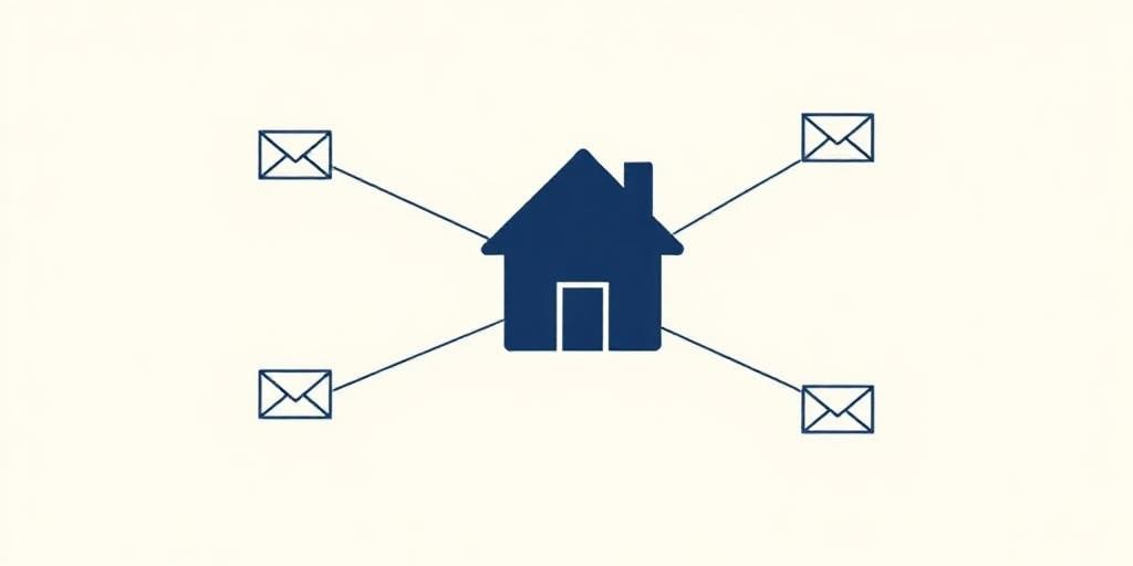 Schéma : un domicile au centre, plusieurs organismes connectés autour à prévenir lors d'un déménagement