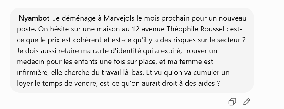 Question posée à ChatGPT avec Nyambot